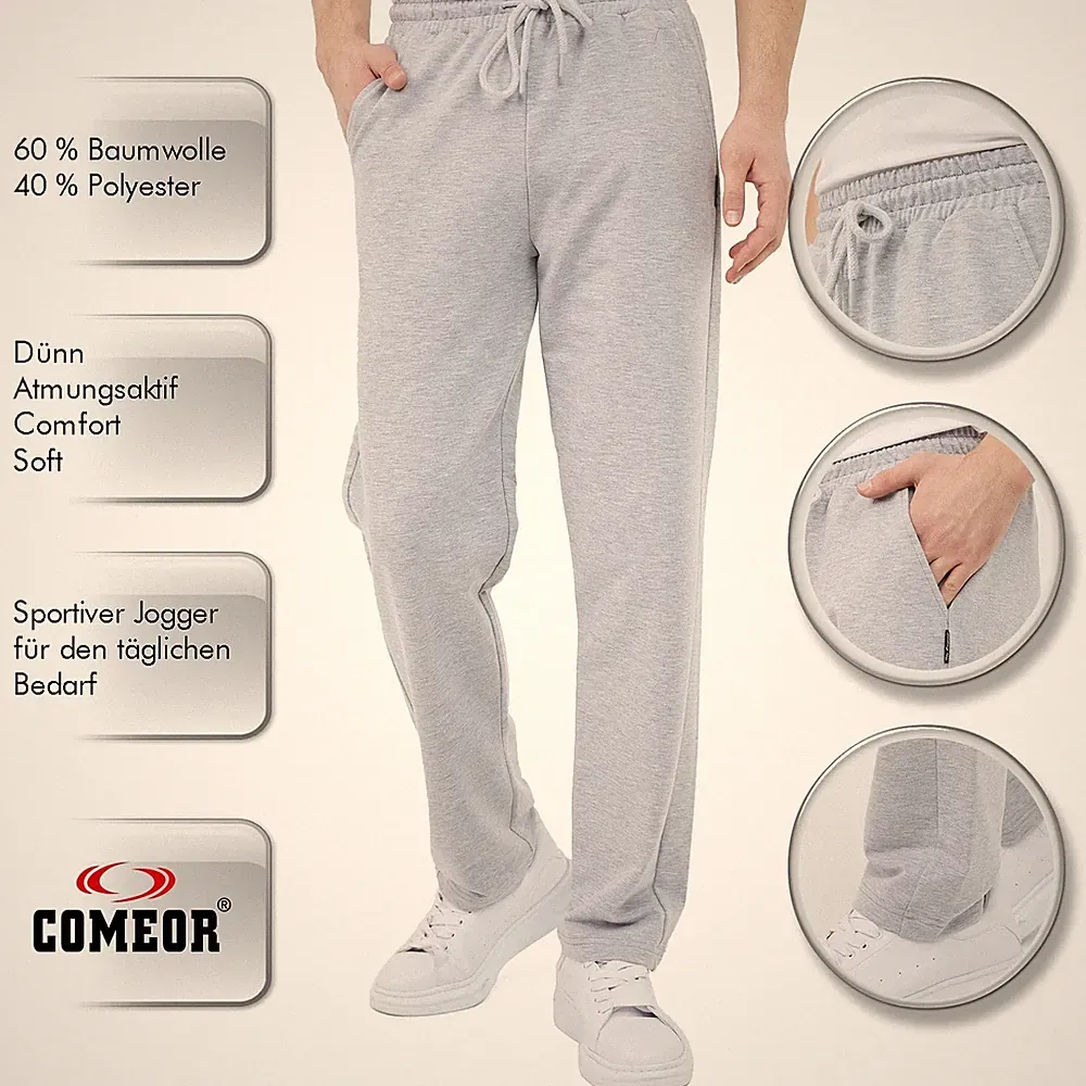 COMEOR Jogginghose Herren Baumwolle - Lange Sporthose (Grau
