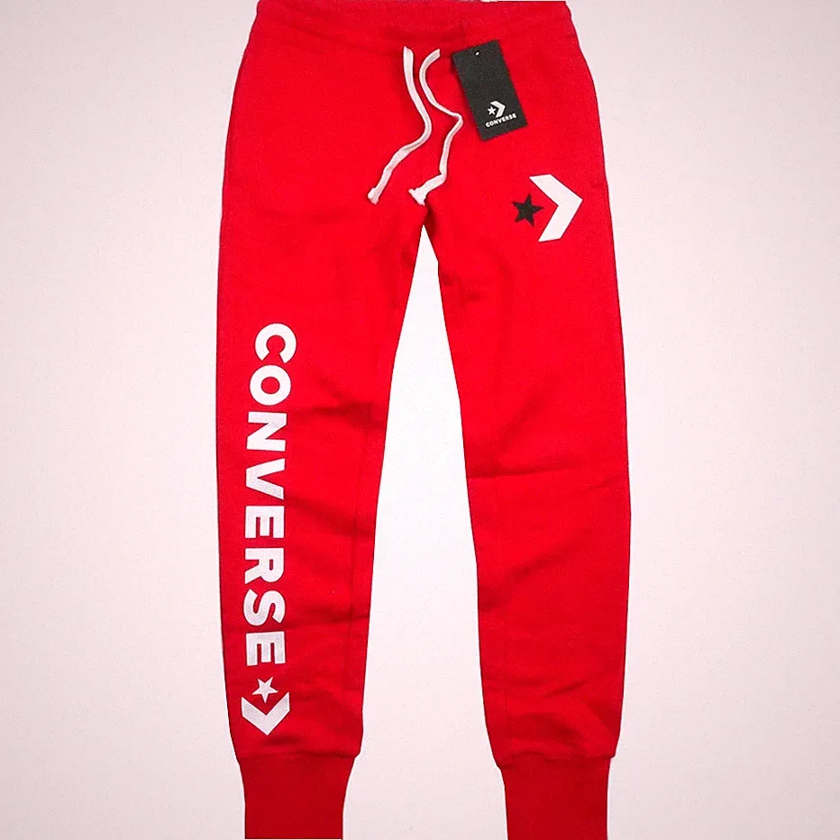 Converse Street Chevron Sweat Hose Damen Jogginghose Warm Fleece Slim rot/weiß