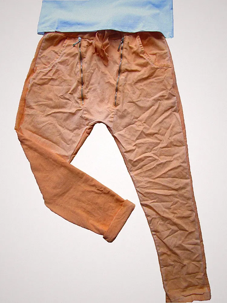 Coole Baggy Pants Jogpant Hose Reißverschlüsse leuchtendes Orange 36 38 40