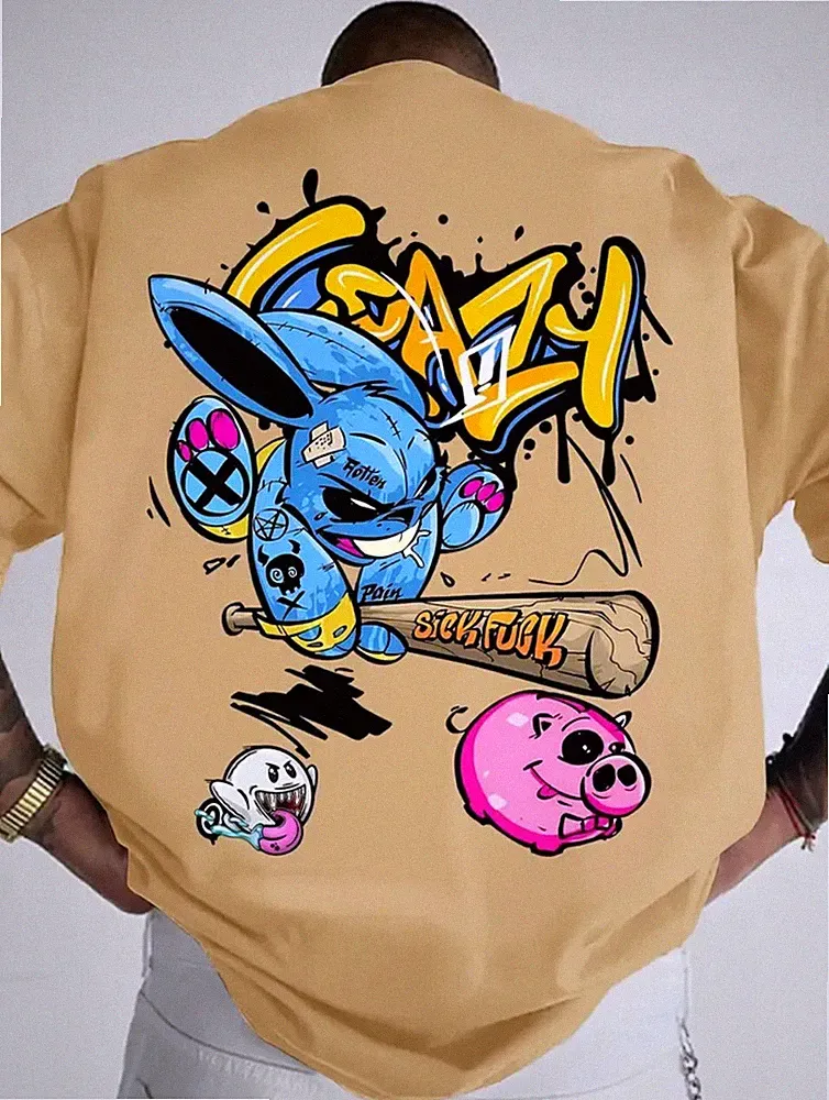 Crazy Rabbit Herren Oversize Shirt | Streetwear Fashion T-Shirt bis 5XL