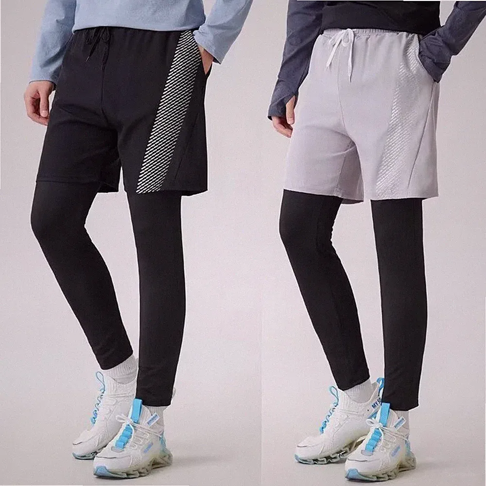 Cropped Fitness Jogginghose für Herren schnelltrocknend Trainingsleggings schwa