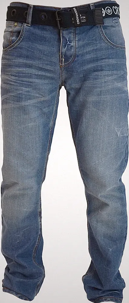 Crosshatch Herren Jeans Straight Leg Regular Fit Dark/Stone Wash + Gürtel