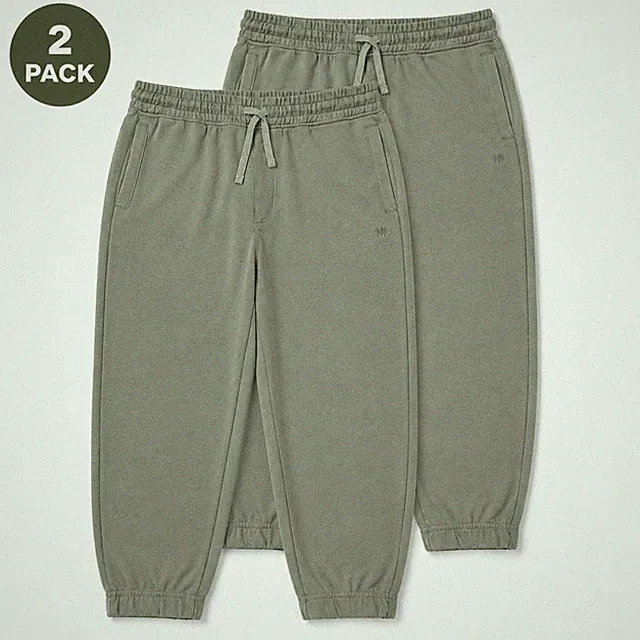 Croy Vines Men's Olive Joggers - Drawstring Elastic Waist Pants - 2 Pack (S01)