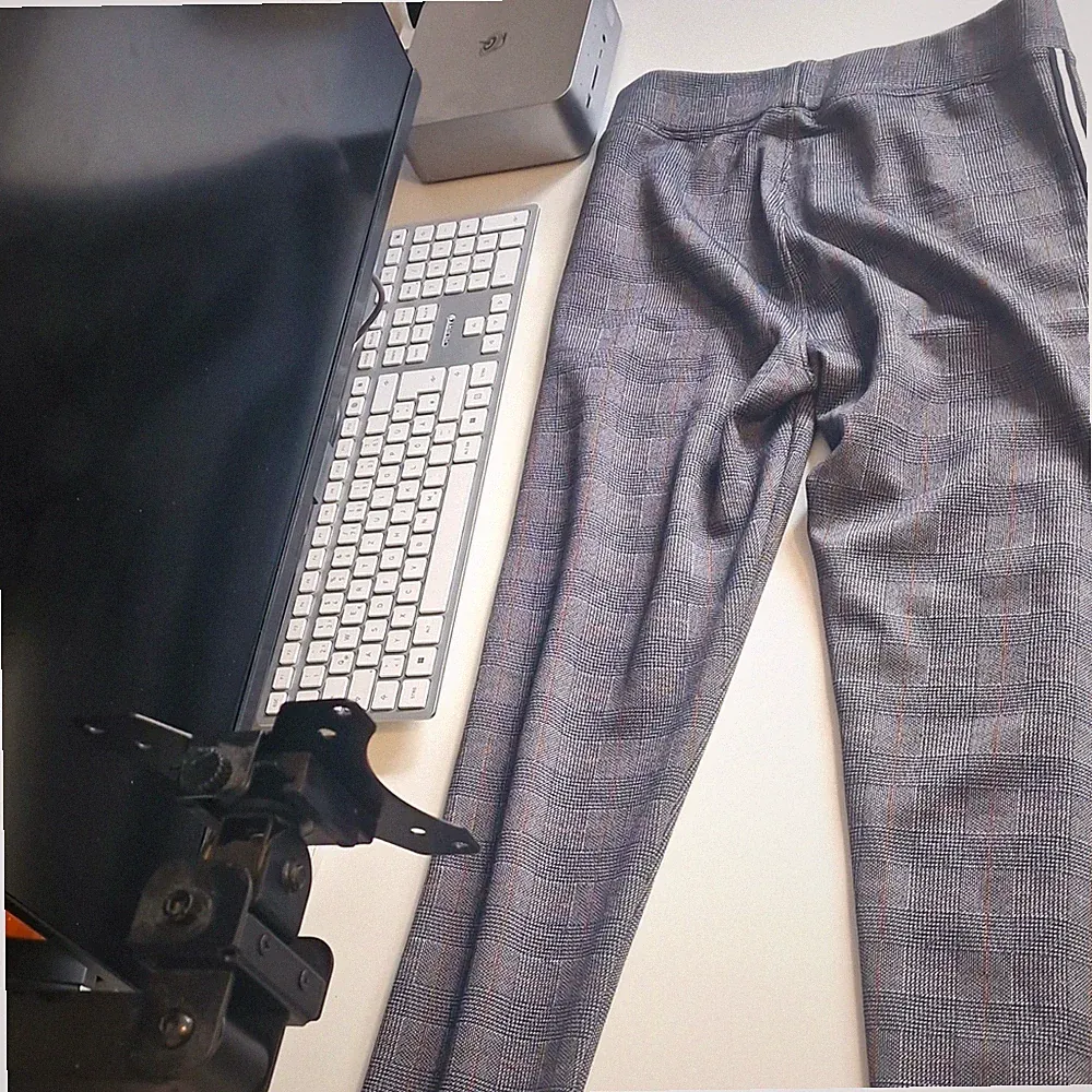 CUGUAR Damen Jogginghose Grau kariert Streifen Baumwolle-Mix Gr. XL/2XL