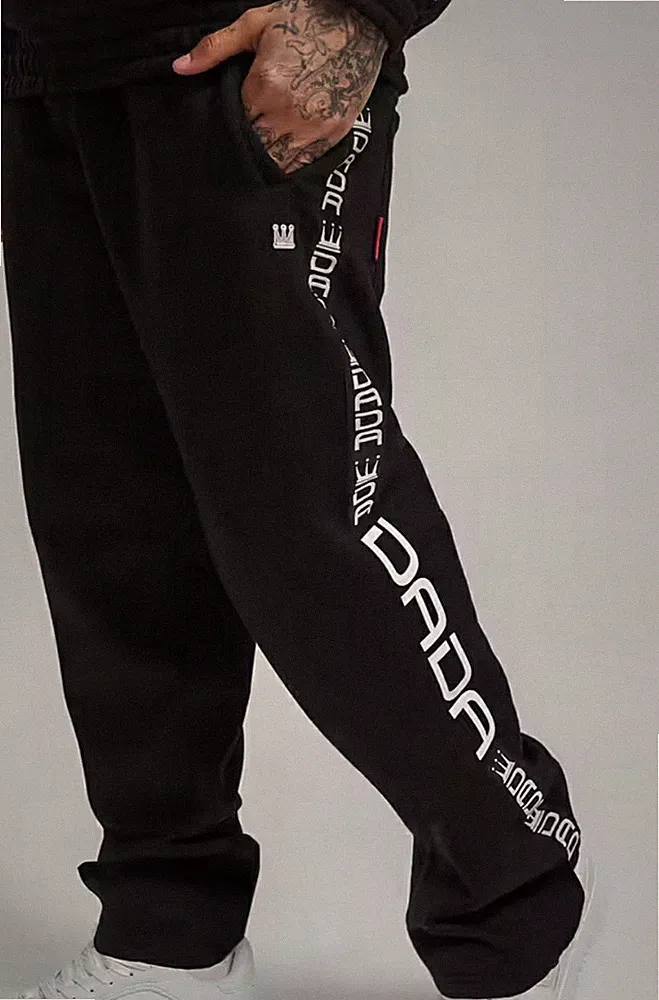 DADA Herren Baggy-Jogginghose mit Krone Print Logotape Komfort Sportlich