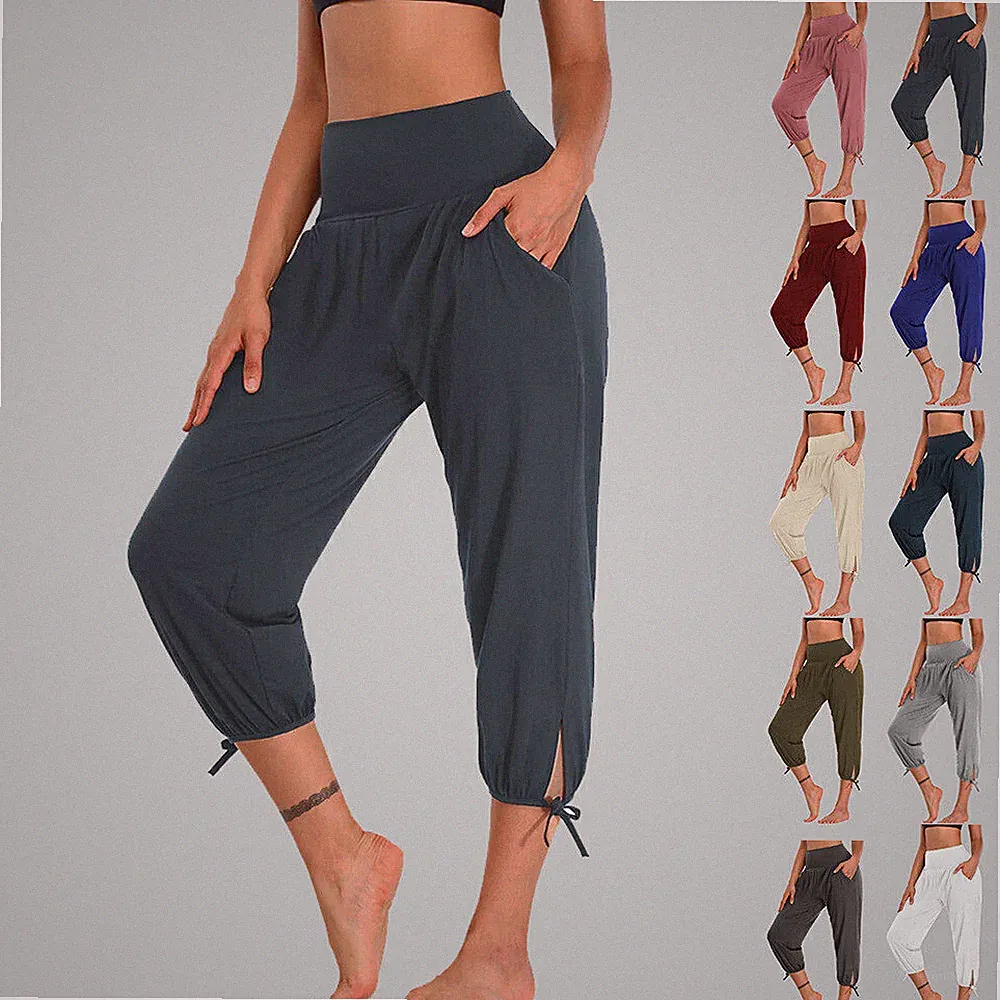 Damen 3/4 Leggins Jogginghose Fitness Sporthose Yogahose Leggings Capri Hose Neu