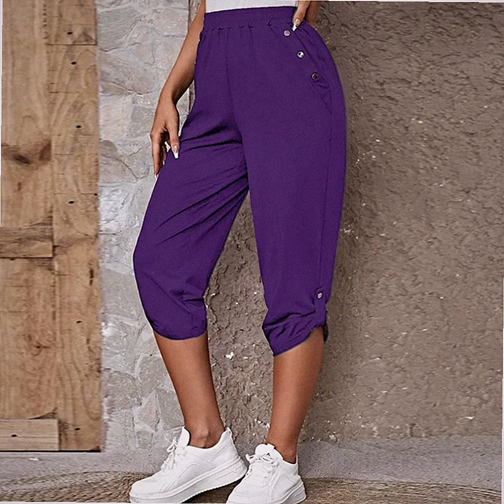 Damen 3/4 Sporthose Bermuda Shorts Sommerhose Capri Hosen Jogginghose Sweatpants