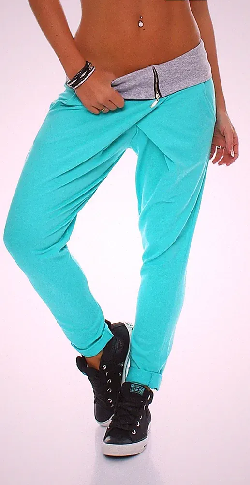 Damen Baggy in Wickel-Optik Sweatpants Jogginghose Freizeit 3318