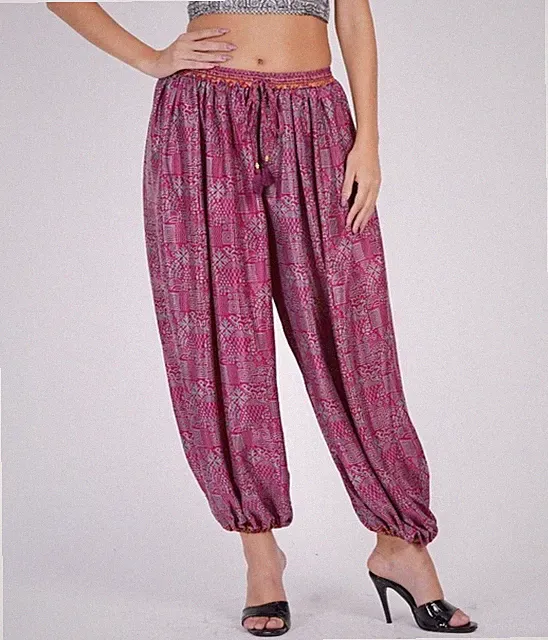 Damen bedruckte Haremshose lockere Passform elastische Taille Jogginghose Gro...