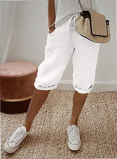 Damen Bermuda Capri Kurze Hose Chino Shorts Sommer Boyfriend Joggpants Jogging