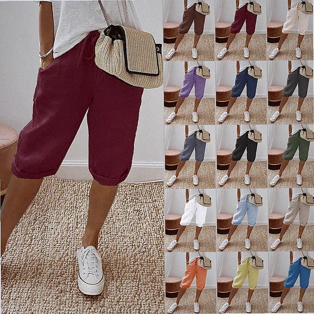 Damen Bermuda Capri Kurze Hose Chino Shorts Sommer Boyfriend Joggpants Jogging
