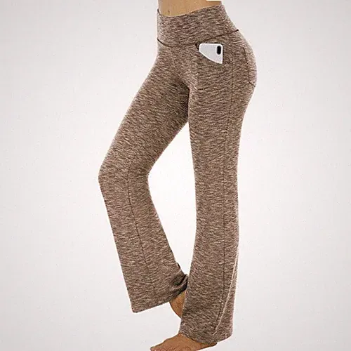 Damen Bootcut Yogahose mit Taschen Freizeit Hohe Taille Jogginghose Sporthose