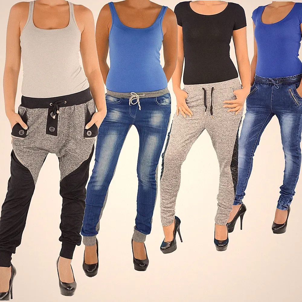 Damen Boyfriend Baggy Sweatpants Jogginghose Freizeit Hose Trainingshose Chino