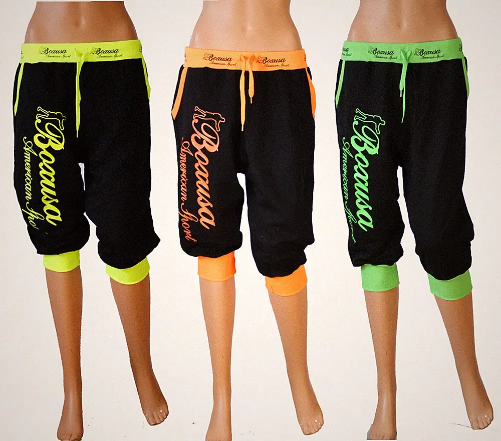 Damen Capri Leggings Traininghose Jogginghose Jogger Sport Freizeit Sweatpants