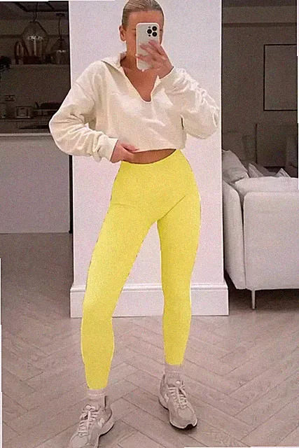 Damen Frauen Hohe Taille Dicke Nahtlose Gerippt Stretchig Leggings Jogginghose