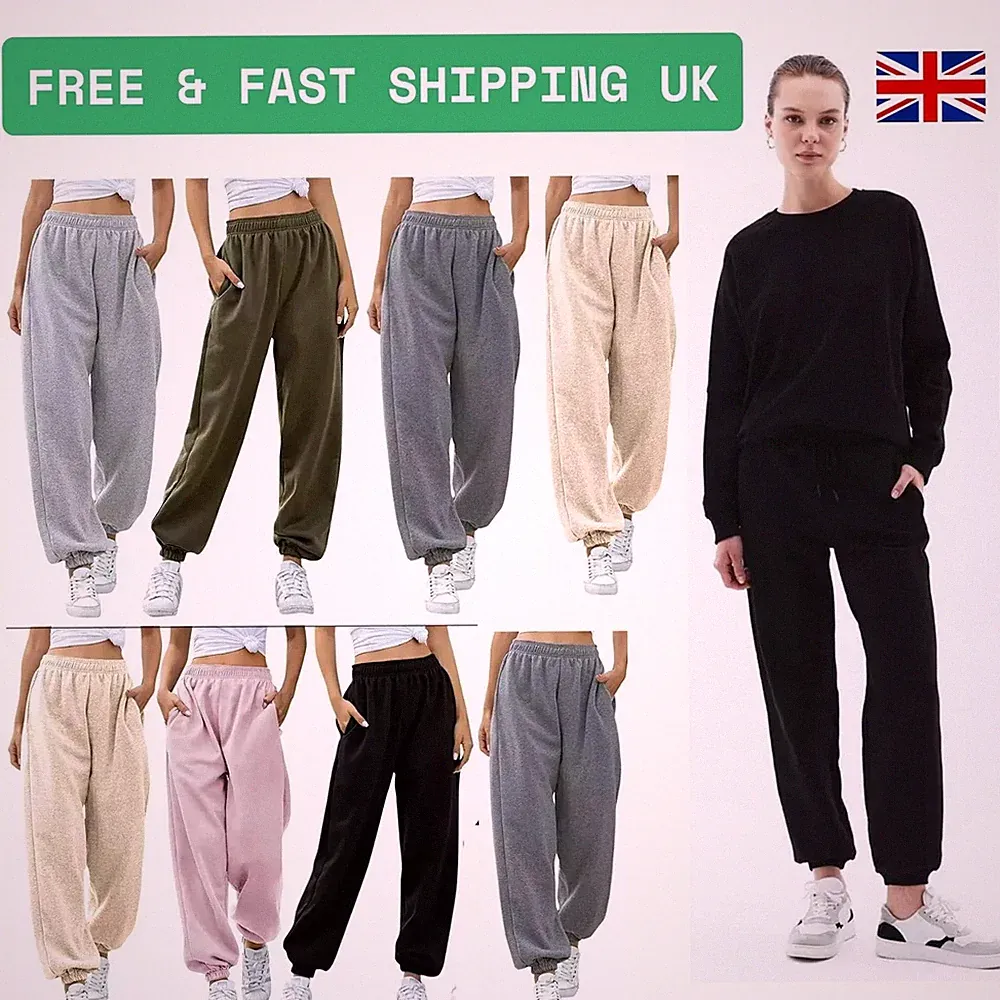 DAMEN FRAUEN JOGGINGHOSE TRAININGSHOSE FLEECE JOGGINGHOSE GRÖSSE 10-18