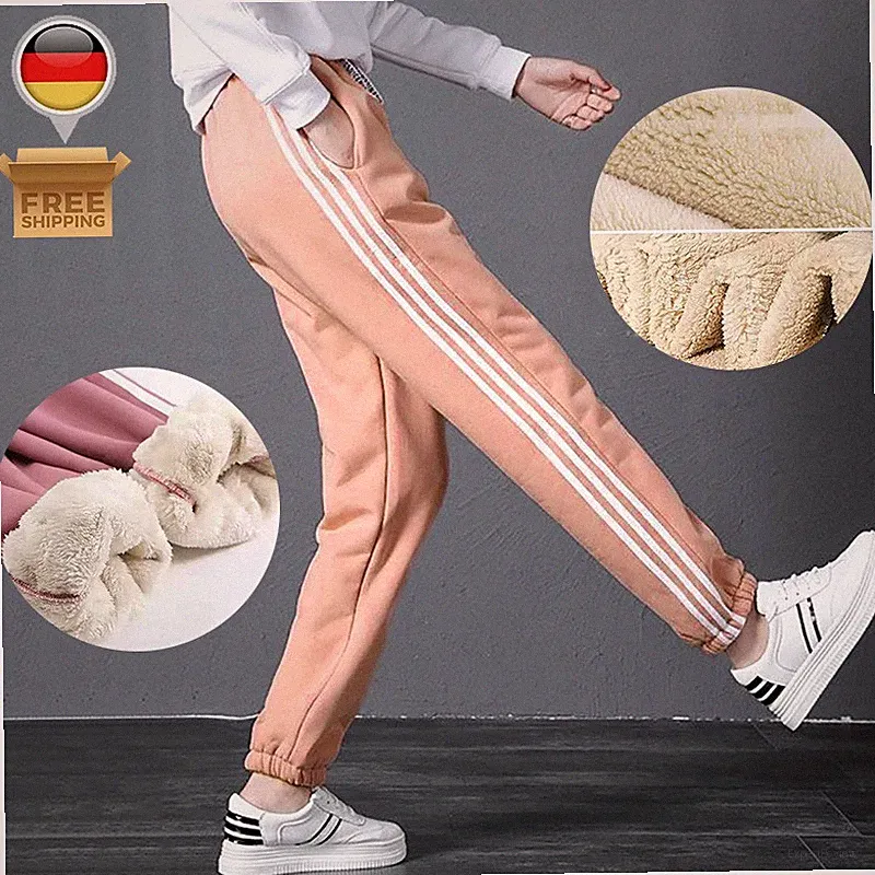 Damen Herbst und Winter Jogginghose Thermo-Fleece-gefüttert warm mit Kordelzug