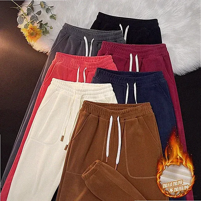 Damen Herren Fleece Warme Sweatpants Mit Kordelzug Taille Hose Freizeit Sport