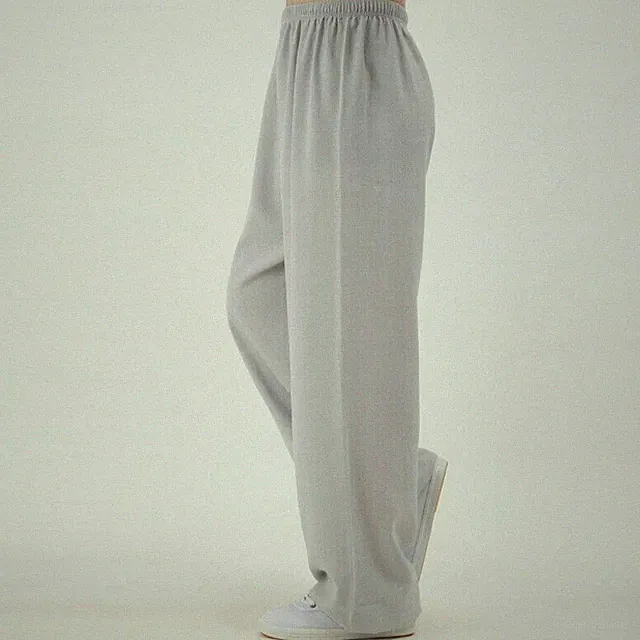 Damen Herren Leinenhose Hose Locker Baggy Gummibund Tai Chi Böden Freizeit