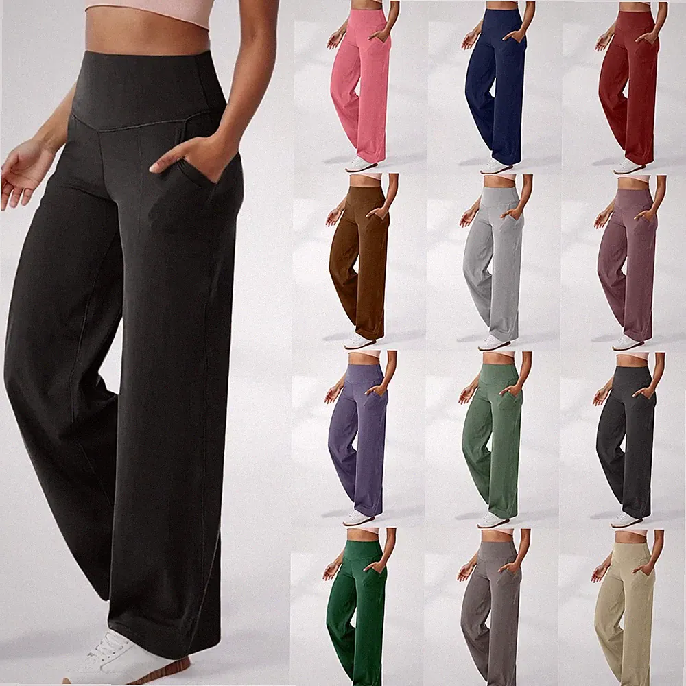 Damen Hohe Taille Sporthose Jogginghose Gym Trainingshose Sweatpant Freizeithose