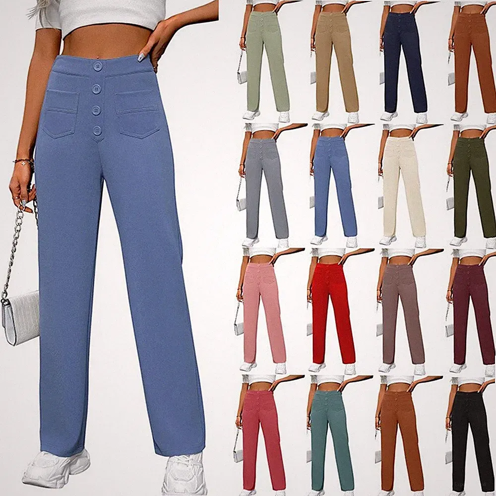 Damen Hoher Hosen Taille Weites Baggy Hosen Freizeithose Bein Sweatpants Jogging