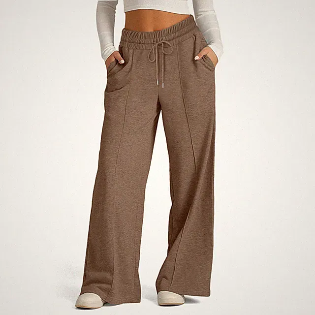 Damen Hoher Taille Weites Bein Freizeithose Sweatpants Jogginghose Baggy Hosen