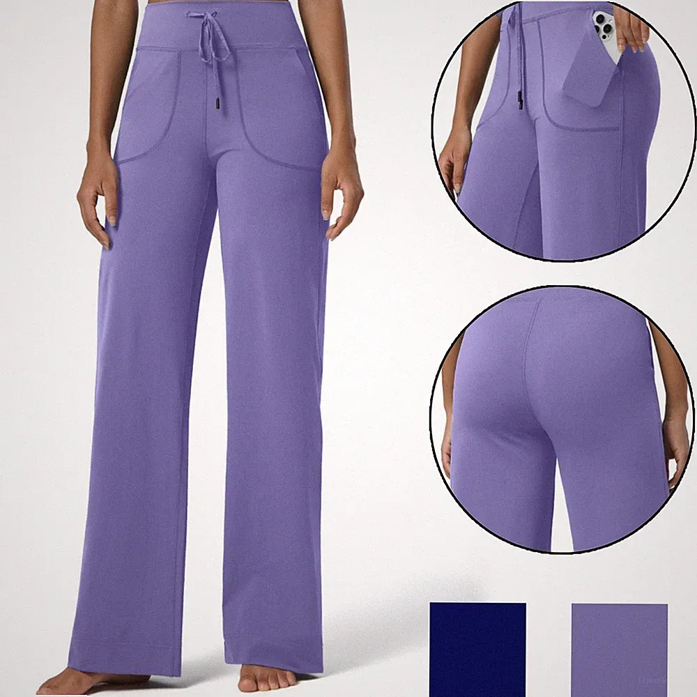Damen Hoher Taille Weites Bein Hose Freizeit Lang Pants Herbsthose Jogginghose