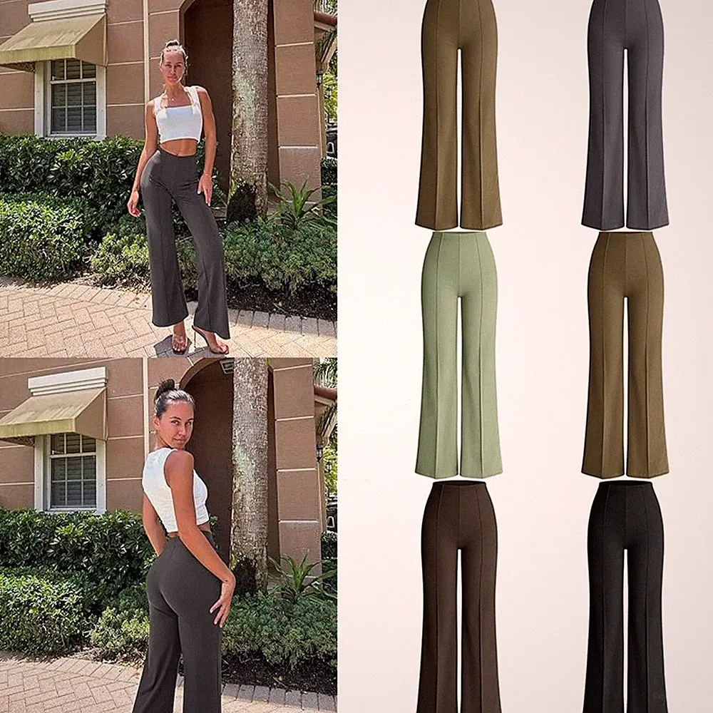 Damen Hoher Taille Weites Bein Sweatpants Jogginghose Baggy Hosen Freizeithose