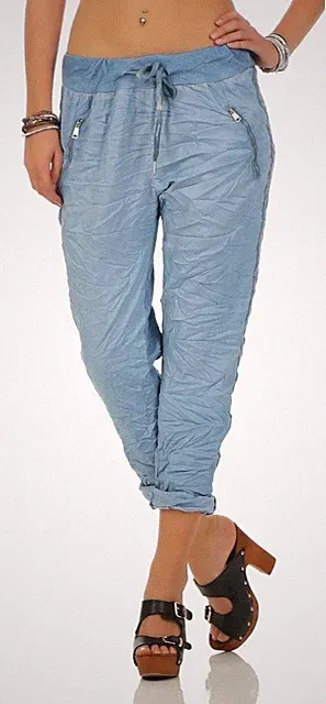 Damen Hose Freizeithose Stoffhose Sweatpants Boyfriend Seitliche Silberstreifen