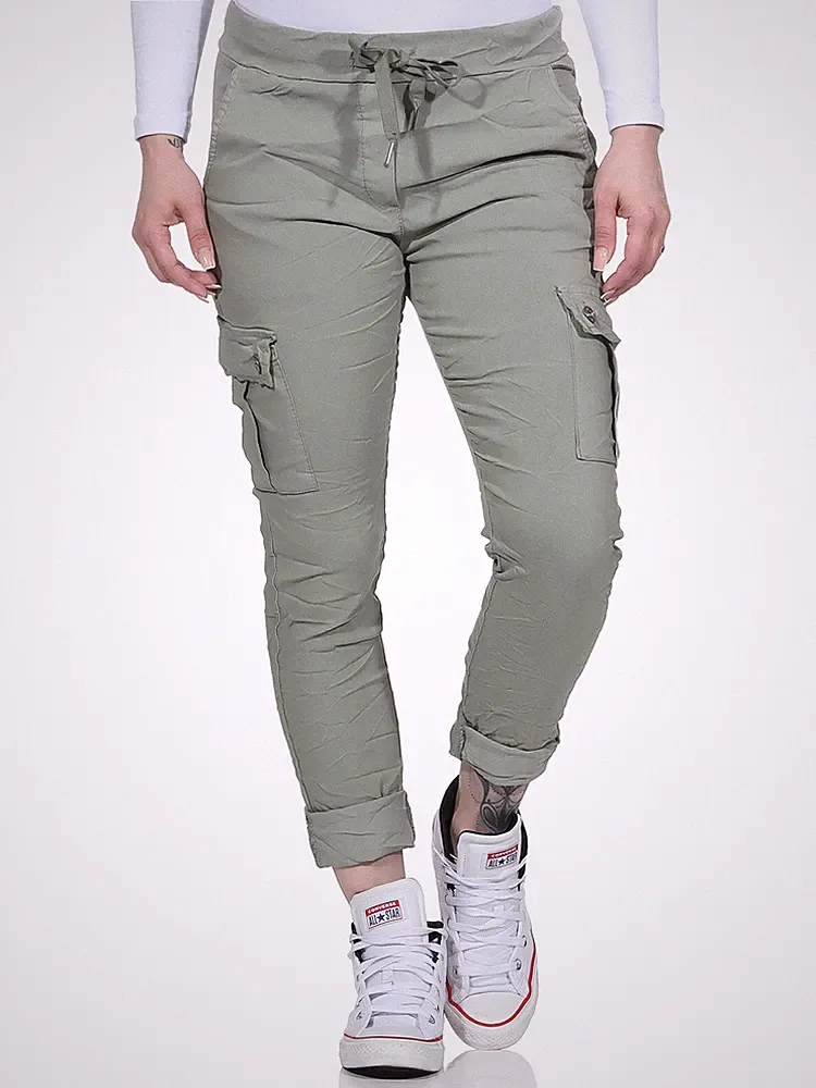 Damen Hose Jogging Hüfthose CargoJeans Boyfriend Baggy Denim Sport Schlupf Chino