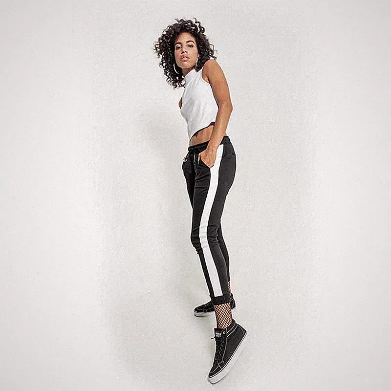 Damen Interlock Jogpants mit trendigem Kontraststreifen XS - 5XL - Jogginghose