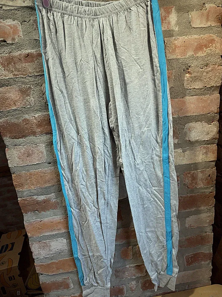 Damen Jogginghose 36/38 Grau Türkis Sporthose Kleidung Fashion Herren Vintage