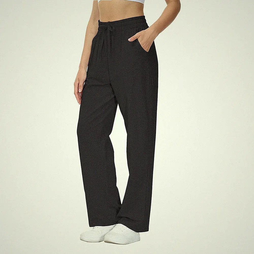 Damen Jogginghose Baumwolle Freizeithose Weites Bein Taschen Yoga Sport Laufen