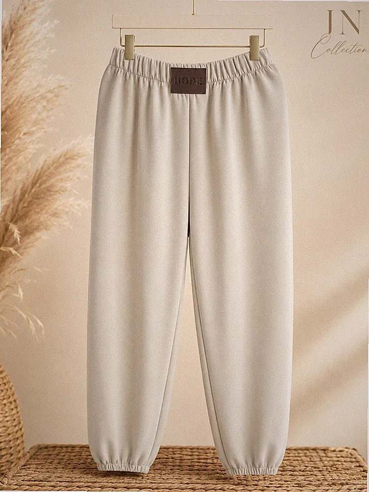 Damen Jogginghose Butterstoff Beige Curvy 44-56 Viskose Gummibund