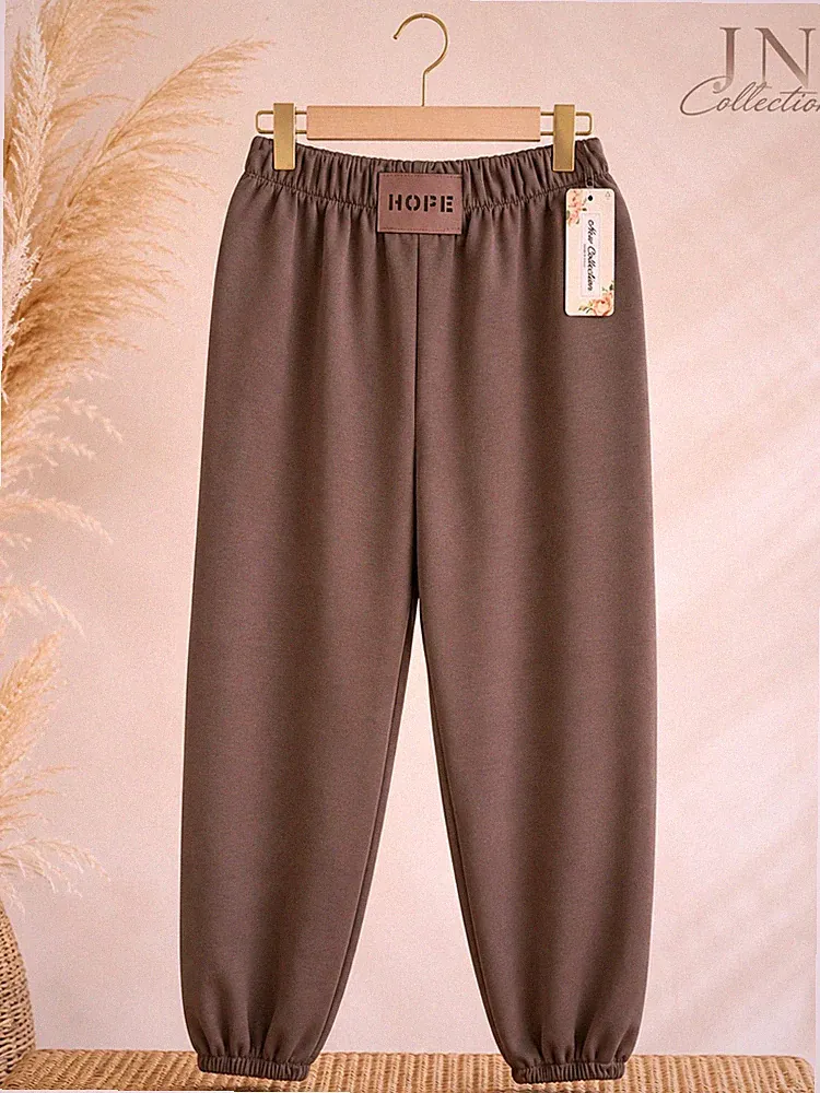 Damen Jogginghose Butterstoff Braun Curvy 44-56 Viskose Gummibund