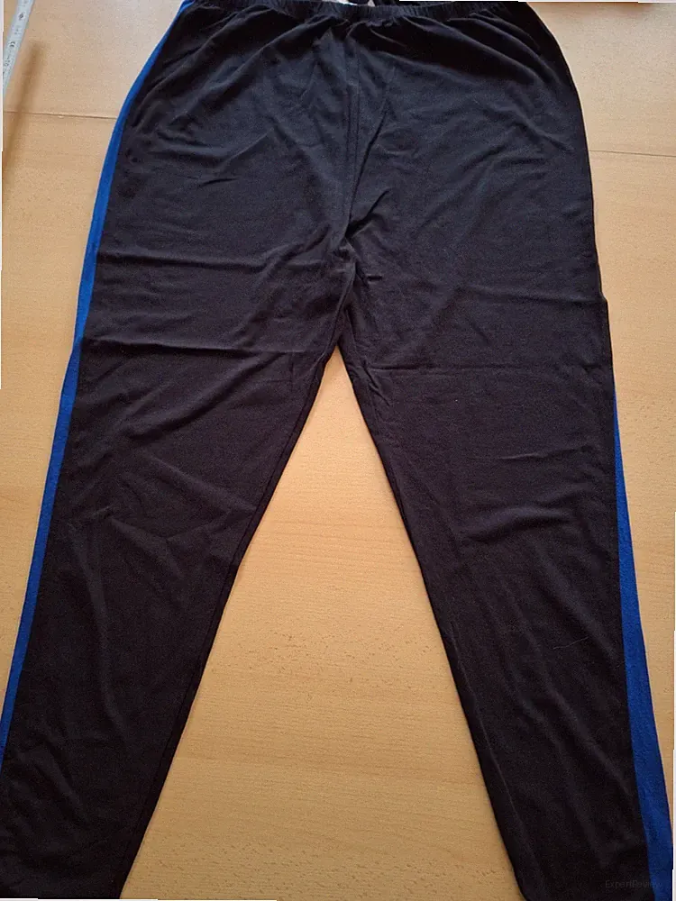 Damen Jogginghose Gr. 48/50 XL, Wäschepur, schwarz mit blauem Streifen
