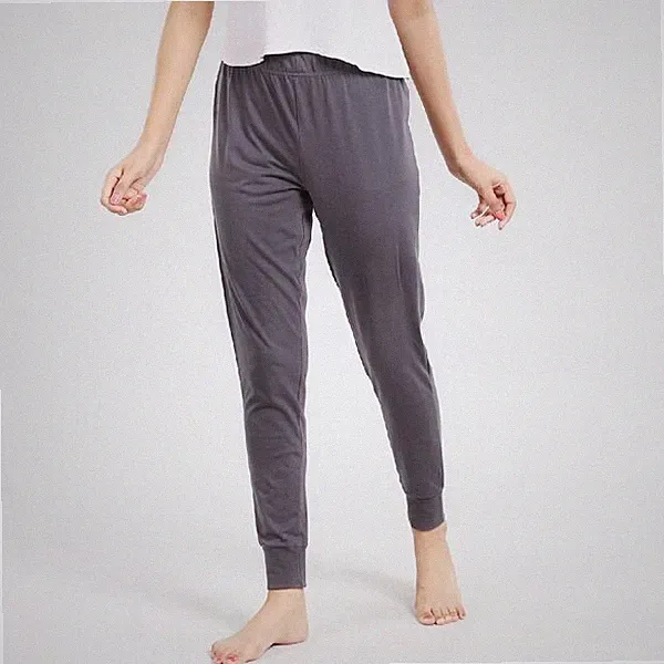 Damen Jogginghose Grau Größe L Elastische Freizeithose Bequeme Loungehose