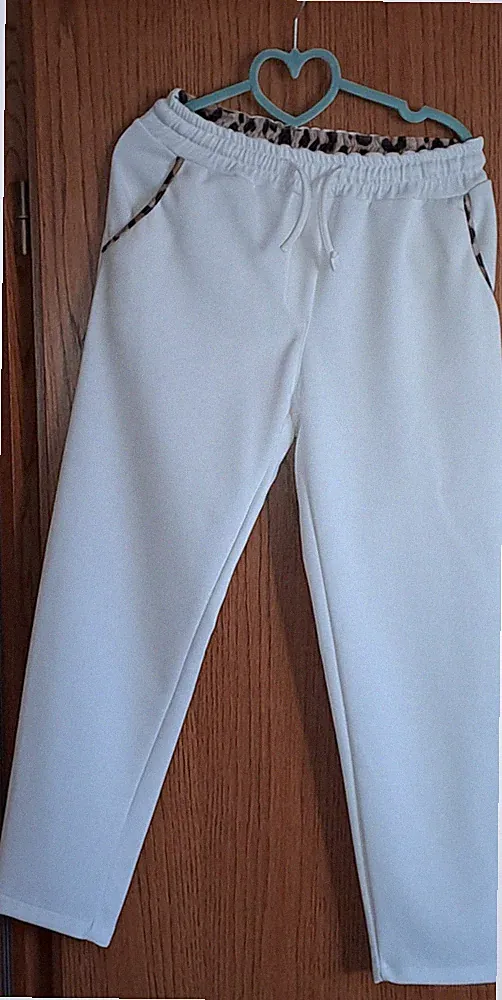 Damen Jogginghose Jogger Pants Made in Italy- One Size -Creme-weiß
