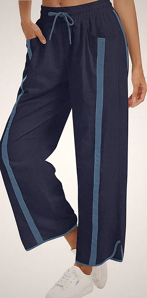 Damen Jogginghose mit elastischem Bund, Leichte Weitbeinsporthose, Y2K Baggy