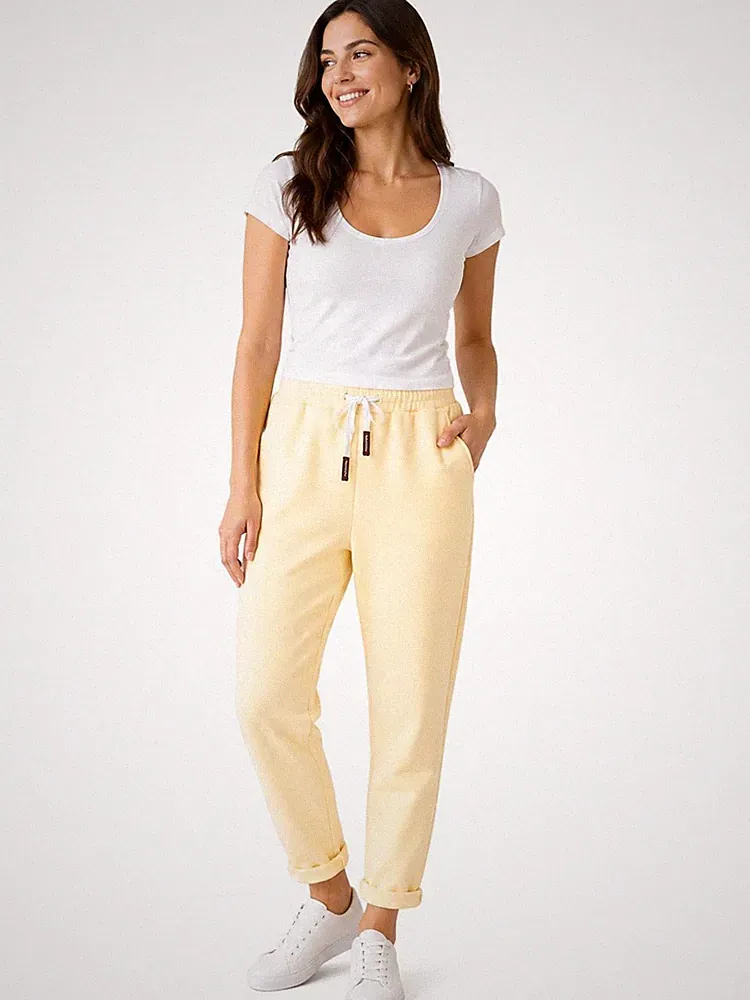 Damen Jogginghose mit Kordelzug – Bequeme Freizeithose mit Taschen, elastischer