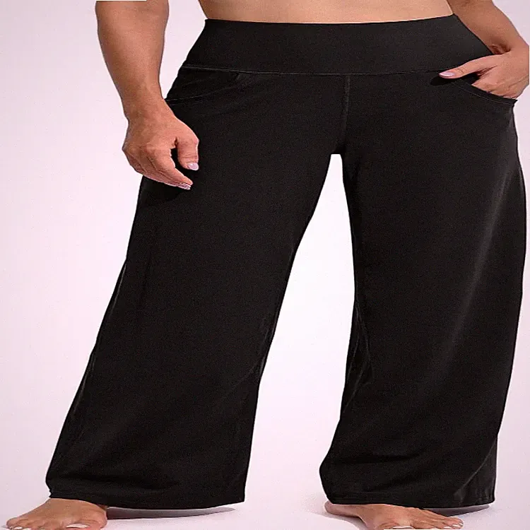 Damen Jogginghose mit Taschen Hohe Taille Weites Bein Bauchkontrolle