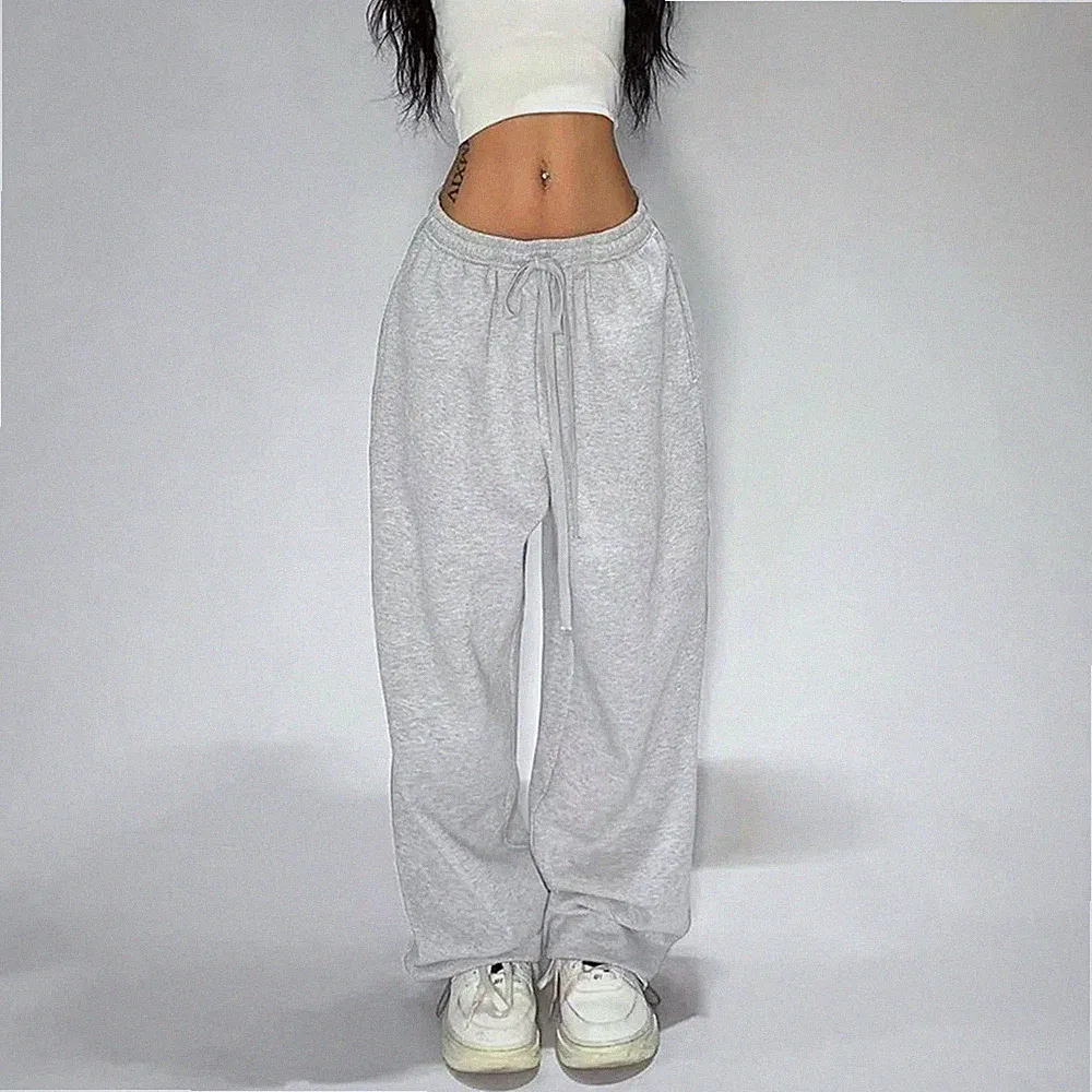 Damen-Jogginghose Polyester weites Bein grau Baggy Sweatpants für FREIZEIT