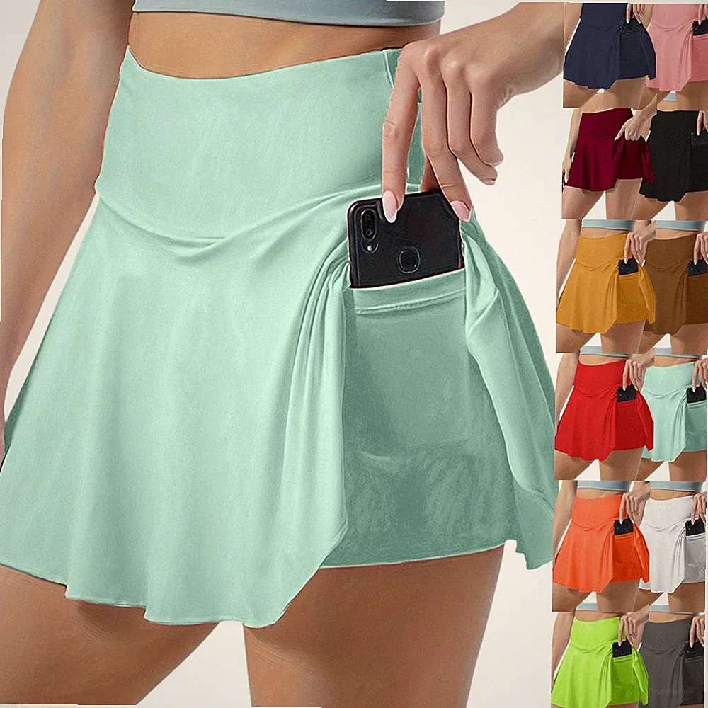 Damen Kurz Hose Yogahose Shorts mit Mini Rock Fitness Sport Laufen Jogginghose