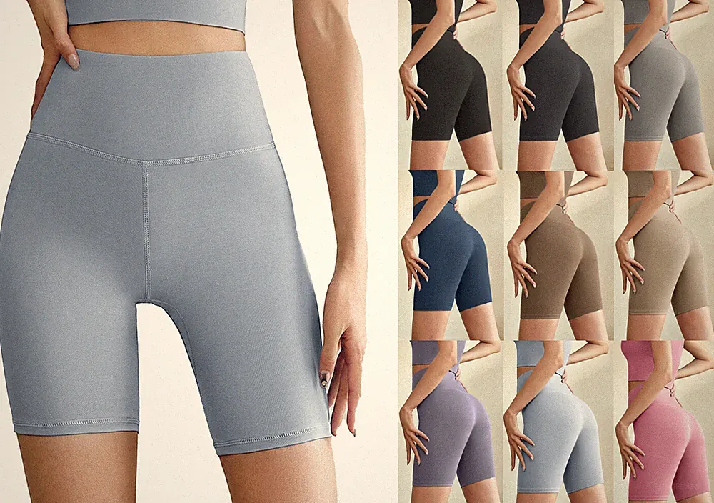 Damen Kurz LEGGINGS Radlerhose Shorts Leggins mit hoher Taille Sporthose Jogging