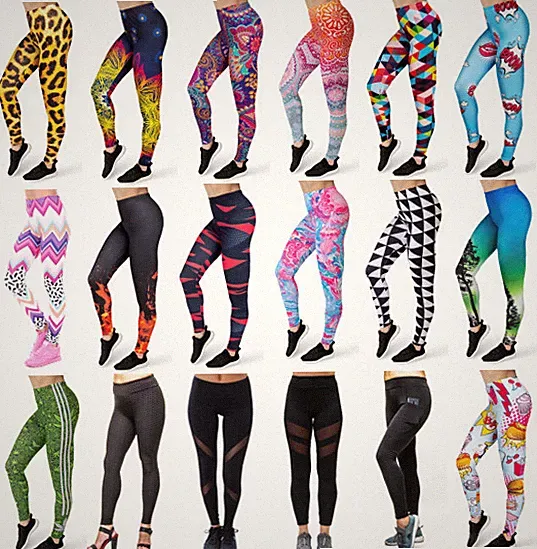 Damen Leggings Jogginghose Fitness Sport Yoga Gym Stretch Print Slim günstig NEU