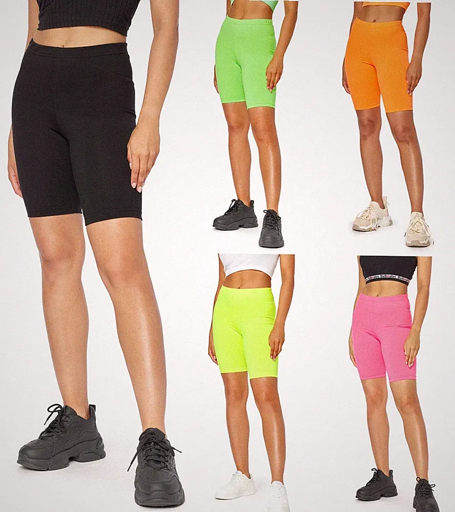 Damen Neon Kurz Leggings Sporthose Jogginghose Radlerhose 80er Jahre BLV50-301