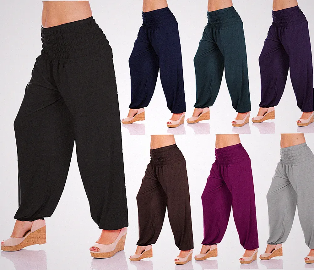 Damen Palazzo Hose Haremshose Yoga Pumphose Weites Bein Pluderhose Ballonhose