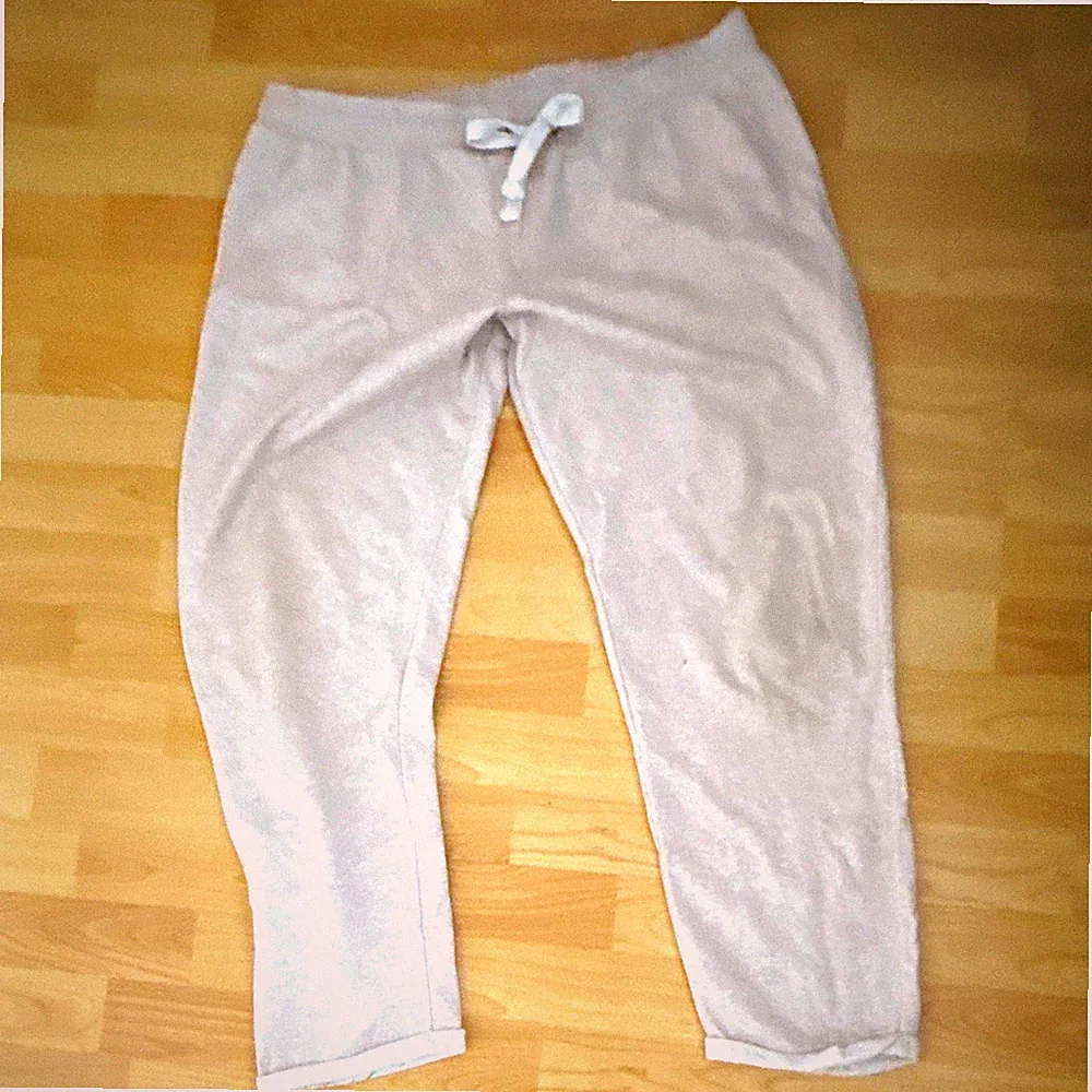 Damen Pyjamahose XL grau Baumwolle unifarben Jogginghose mit Tunnelzug