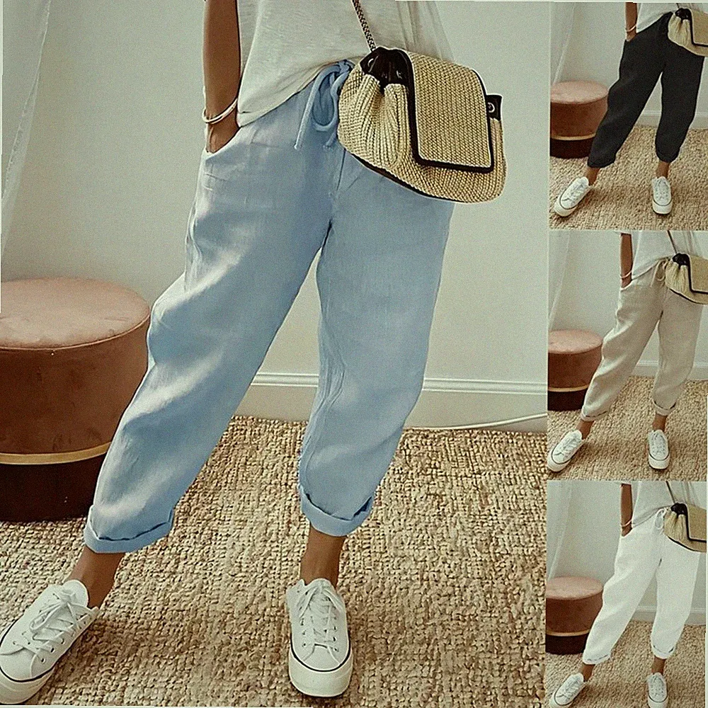 Damen Sommerhose Hohe Taille Locker Casual Hose Jogginghose Lässigeshose Pants