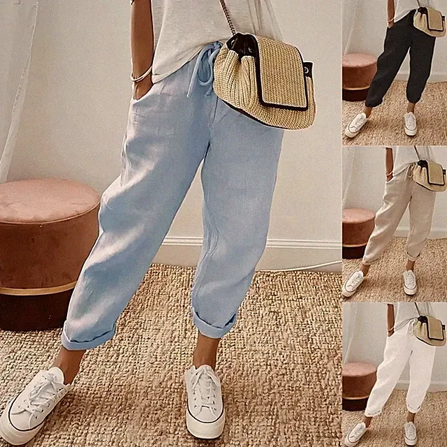 Damen Sommerhose Hohe Taille Locker Casual Hose Jogginghose Lässigeshose Pants